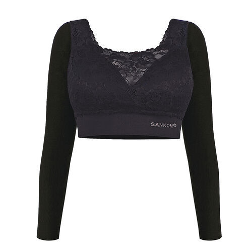 SANKOM SWITZERLAND Patent Classic Bra with Full Lace Cover Black Colour