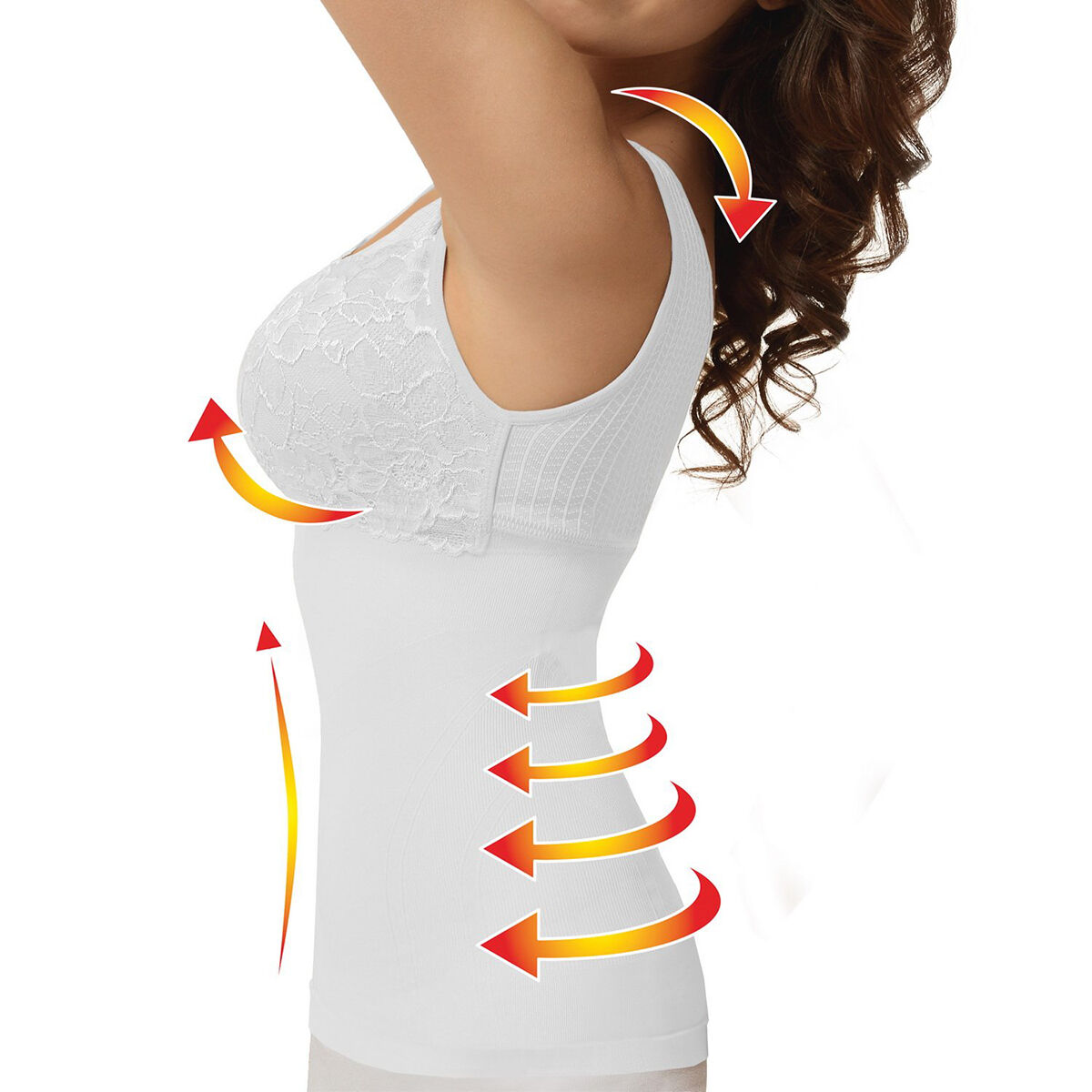 SANKOM SWITZERLAND Patent Vest with Bra and Lace - White Colour (Size L-XL 16 to 18)